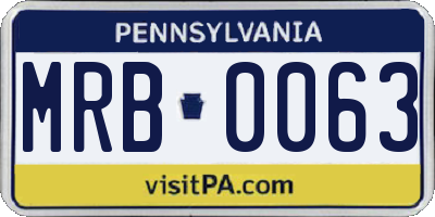 PA license plate MRB0063