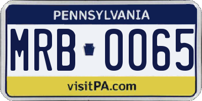 PA license plate MRB0065