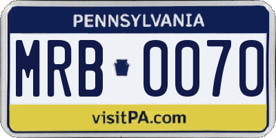 PA license plate MRB0070