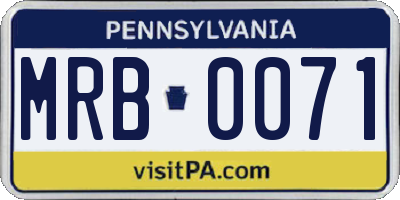 PA license plate MRB0071