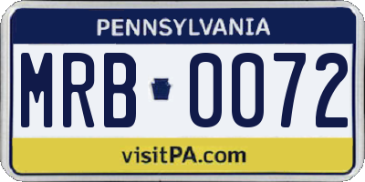 PA license plate MRB0072
