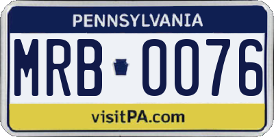 PA license plate MRB0076