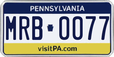 PA license plate MRB0077