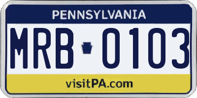 PA license plate MRB0103