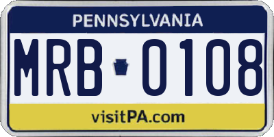 PA license plate MRB0108
