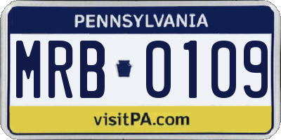 PA license plate MRB0109