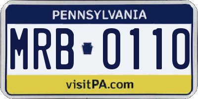PA license plate MRB0110