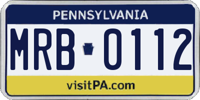 PA license plate MRB0112
