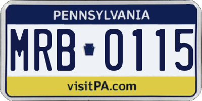 PA license plate MRB0115