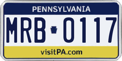 PA license plate MRB0117