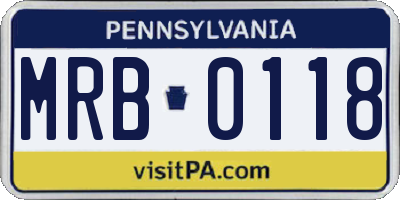 PA license plate MRB0118