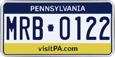 PA license plate MRB0122