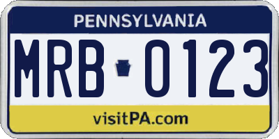 PA license plate MRB0123