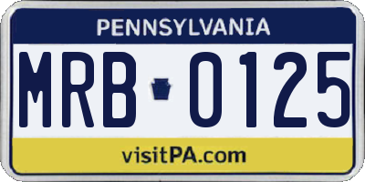 PA license plate MRB0125