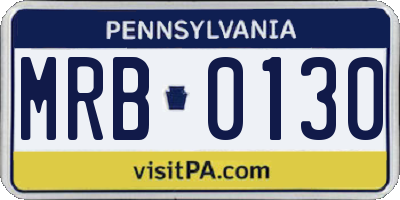 PA license plate MRB0130