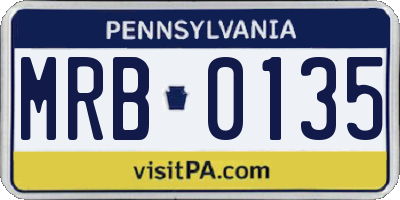 PA license plate MRB0135