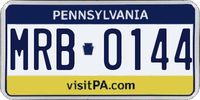 PA license plate MRB0144