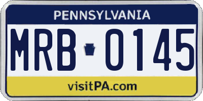 PA license plate MRB0145