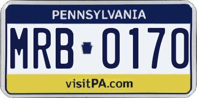 PA license plate MRB0170