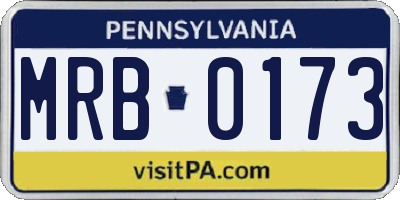 PA license plate MRB0173