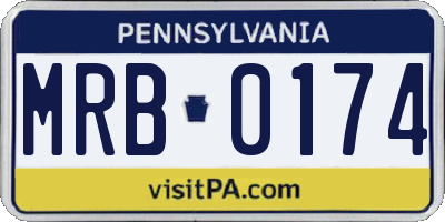 PA license plate MRB0174