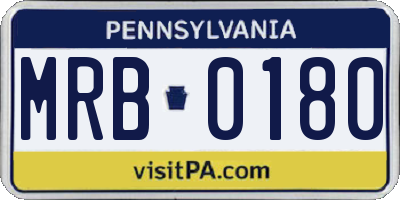 PA license plate MRB0180