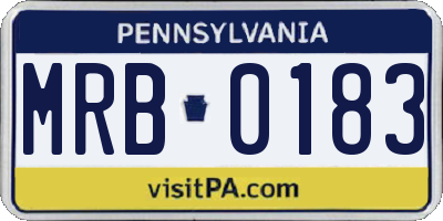 PA license plate MRB0183