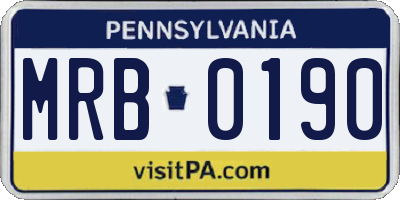 PA license plate MRB0190