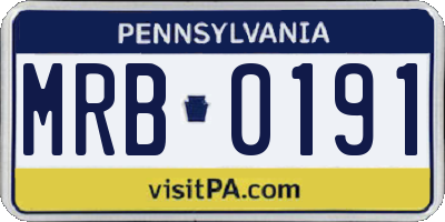 PA license plate MRB0191