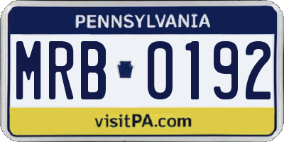 PA license plate MRB0192