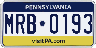 PA license plate MRB0193