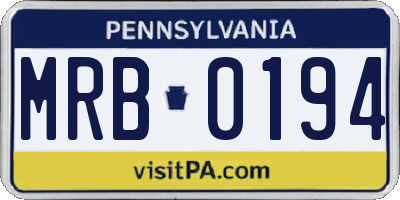 PA license plate MRB0194
