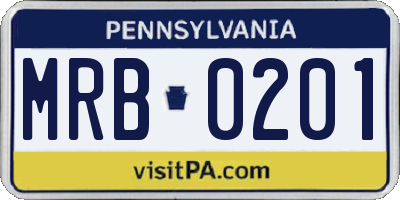 PA license plate MRB0201