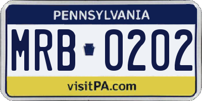 PA license plate MRB0202