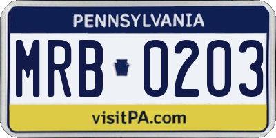 PA license plate MRB0203