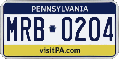 PA license plate MRB0204