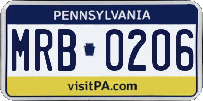 PA license plate MRB0206