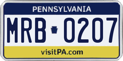 PA license plate MRB0207