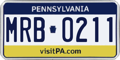 PA license plate MRB0211