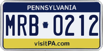 PA license plate MRB0212