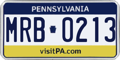 PA license plate MRB0213