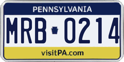 PA license plate MRB0214