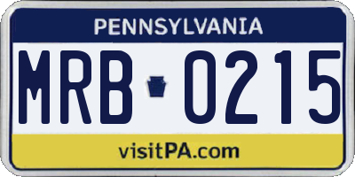 PA license plate MRB0215