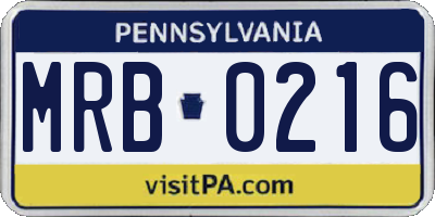 PA license plate MRB0216