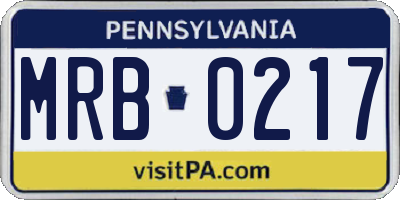 PA license plate MRB0217