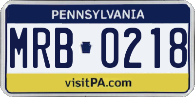 PA license plate MRB0218
