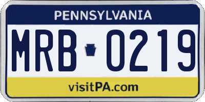 PA license plate MRB0219