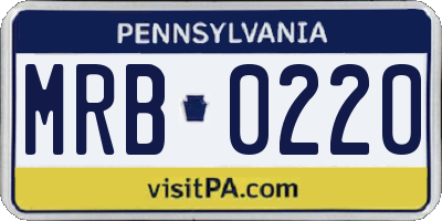 PA license plate MRB0220