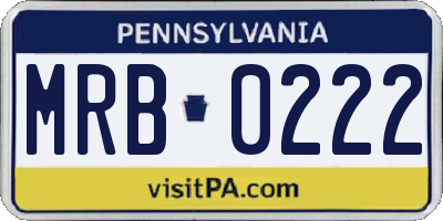 PA license plate MRB0222
