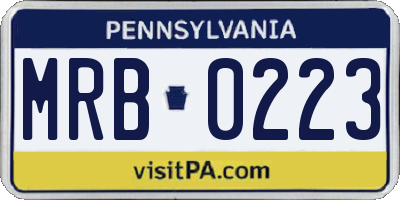 PA license plate MRB0223